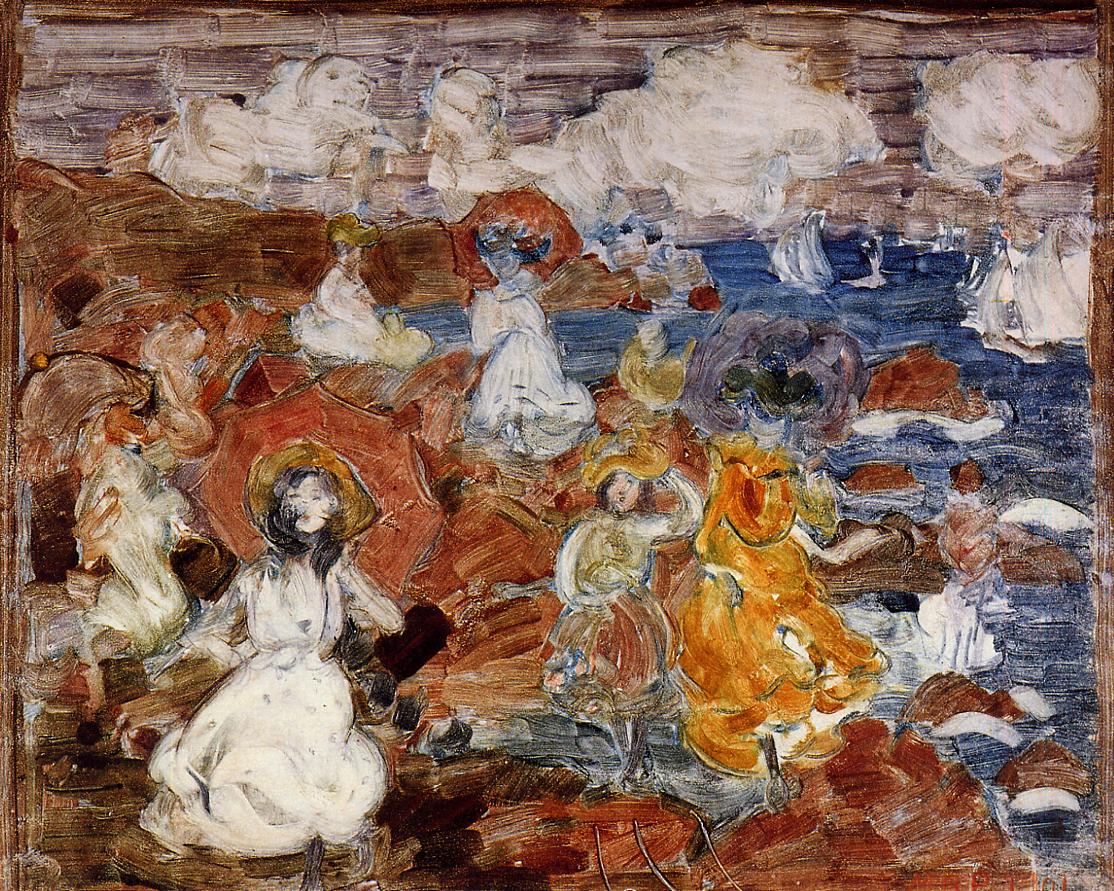 Summer-Day-Maurice-Prendergast-Reproductie-Schilderij Summer Day - Afbeelding 1