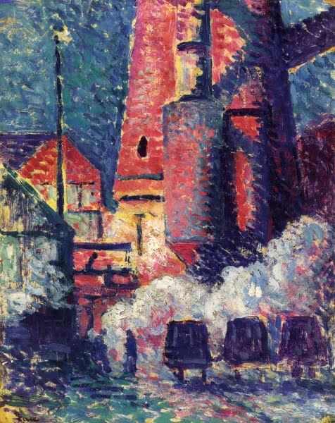 Tall-Furnaces-Maximilien-Luce-Reproductie-Schilderij Tall Furnaces - Afbeelding 1