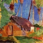 Thatched Hut under Palm Trees 1896