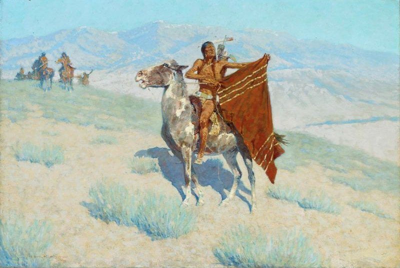 The-Blanket-Signal-1909-Frederic-Remington-Reproductie-Schilderij-1 The Blanket Signal - Afbeelding 1