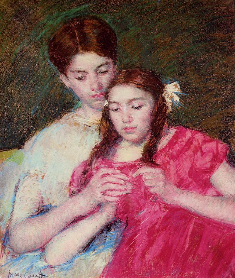 The-Chrochet-Lesson-1913-Mary-Cassatt-Reproductie-Schilderij The Chrochet Lesson - Afbeelding 1