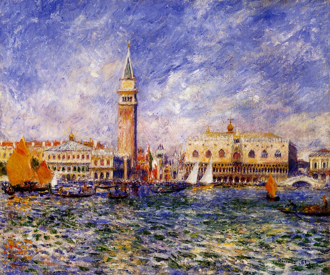 The-Doges-Palace-Venice-1881-Pierre-Auguste-Renoir-Reproductie-Schilderij The Doges Palace Venice - Afbeelding 1