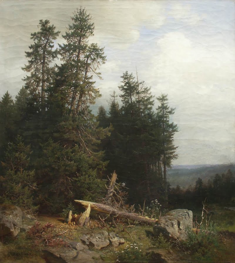 The-Forest-Edge-Ivan-Ivanovich-Shishkin-Reproductie-Schilderij The Forest Edge - Afbeelding 1