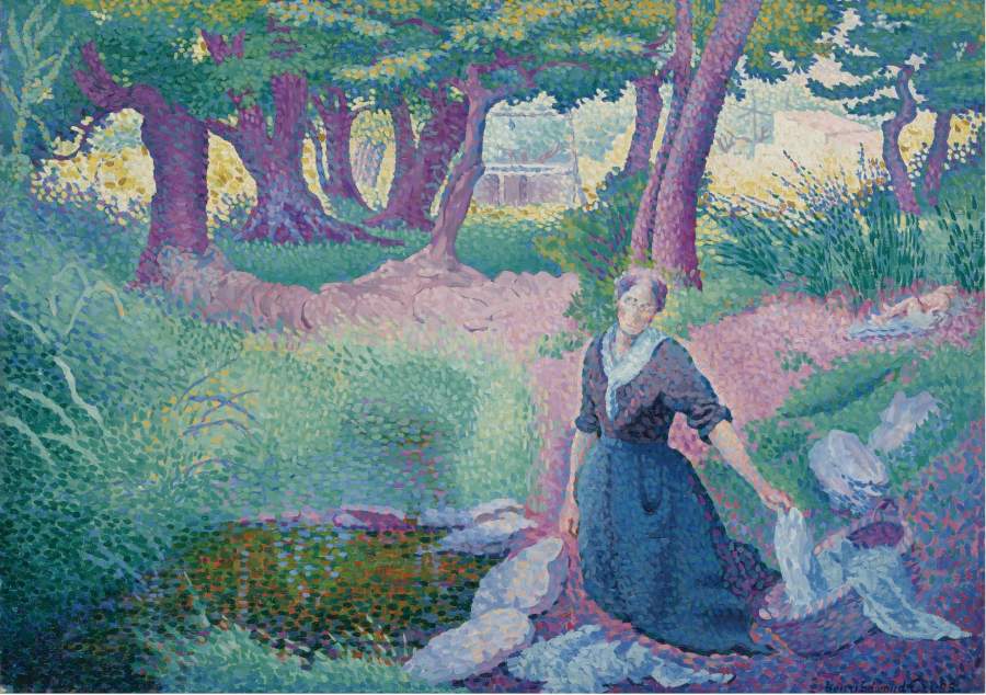 The-Laundress-1895-96-Henri-Edmond-Cross-Reproductie-Schilderij The Laundress - Afbeelding 1