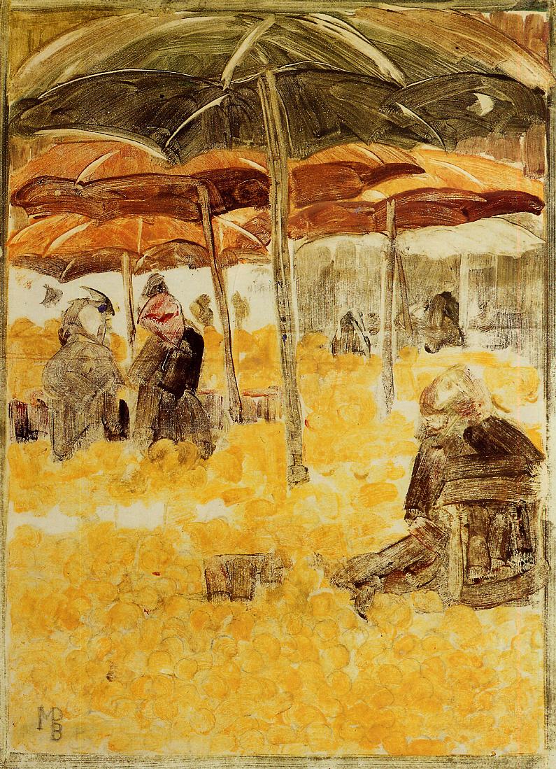 The-Orange-Market-Maurice-Prendergast-Reproductie-Schilderij The Orange Market - Afbeelding 1