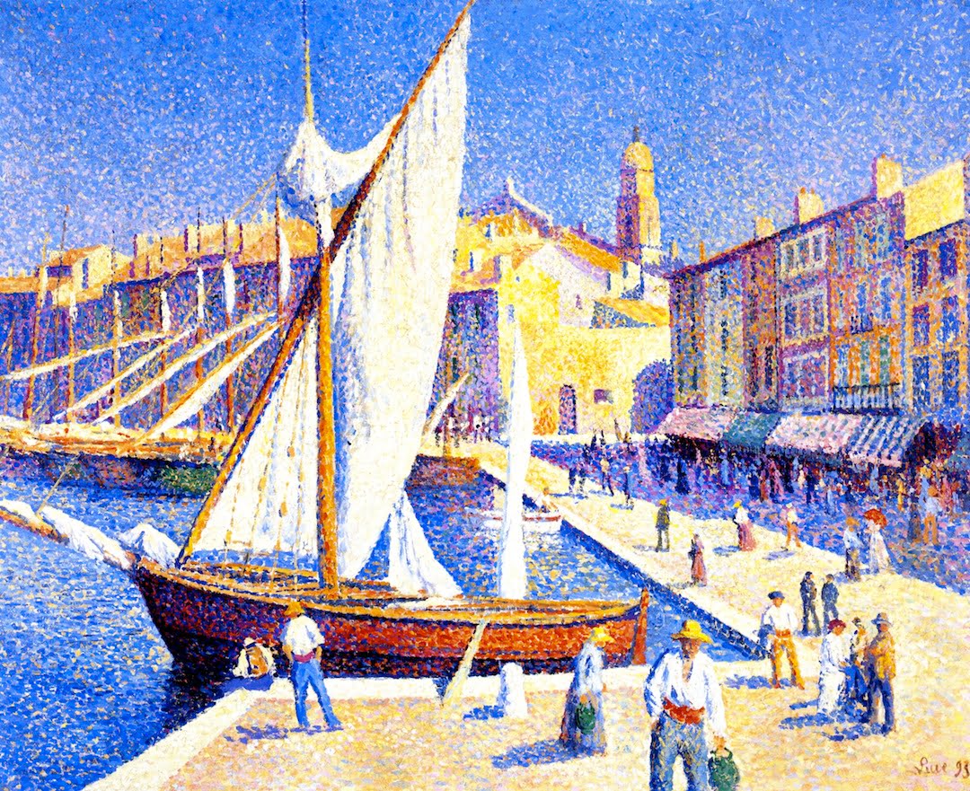 The-Port-of-Saint-Tropez-Maximilien-Luce-Reproductie-Schilderij The Port of Saint Tropez - Afbeelding 1