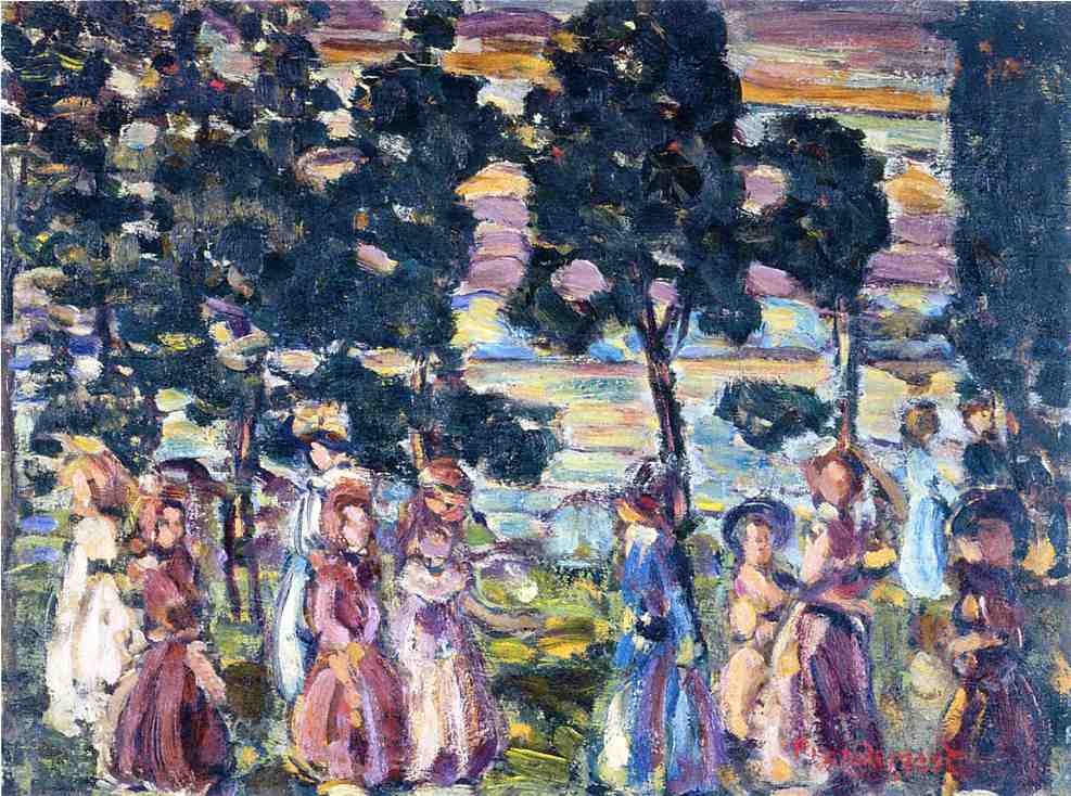 The-Sunday-Scene-Maurice-Prendergast-Reproductie-Schilderij-1 The Sunday Scene - Afbeelding 1