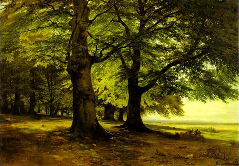 The-Teutoburg-Forest-1865-Ivan-Shishkin-Reproductie-Schilderij The Teutoburg Forest - Afbeelding 1