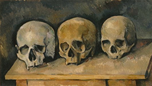 The-Three-Skulls-Paul-Cezanne-Reproductie-Schilderij-1 The Three Skulls - Afbeelding 1