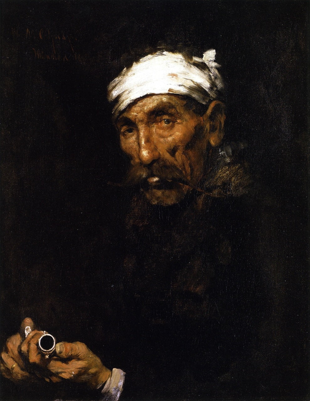 The-Wounded-Poacher-William-Merritt-Chase-Reproductie-Schilderij The Wounded Poacher - Afbeelding 1