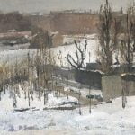 View of the Oosterpark in Amsterdam in the Snow