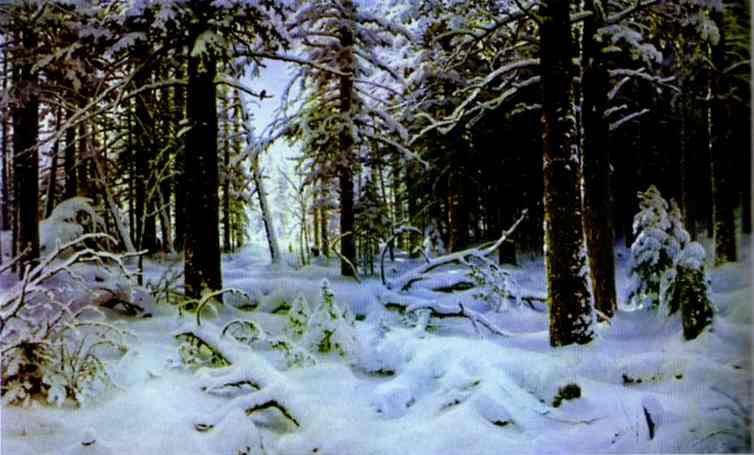 Winter-1890-Ivan-Shishkin-Reproductie-Schilderij Winter - Afbeelding 1