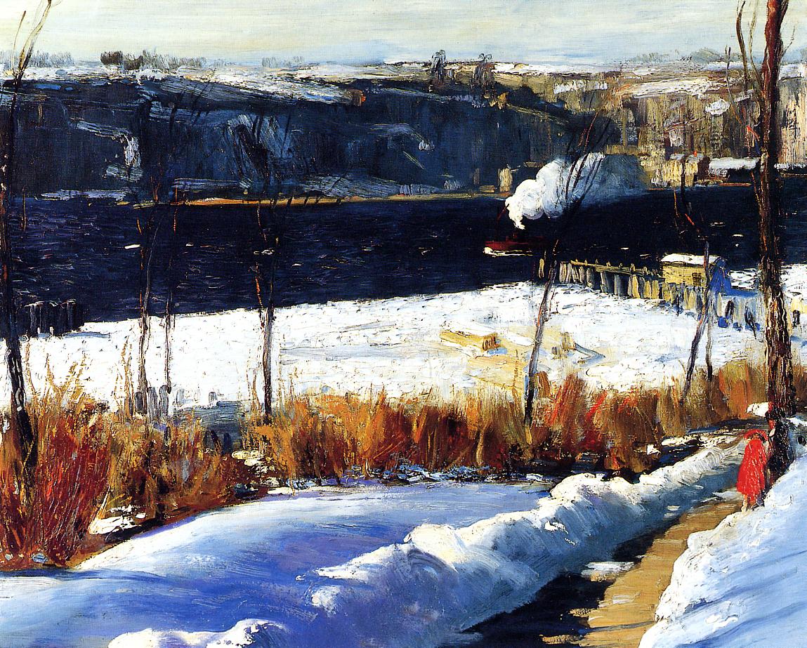 Winter-Afternoon-1909-George-Bellows-Reproductie-Schilderij Winter Afternoon - Afbeelding 1