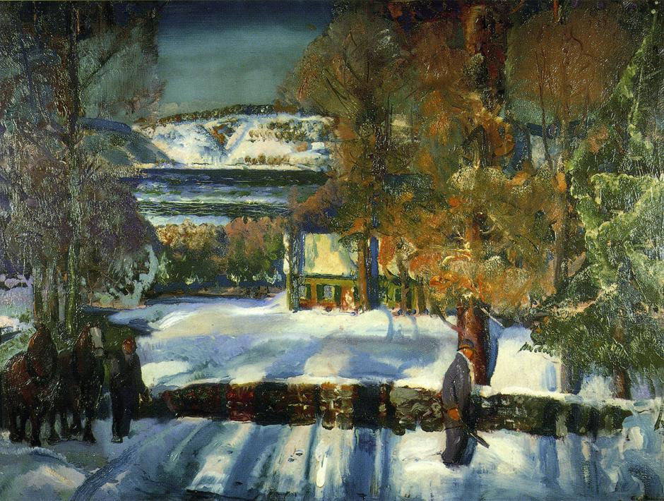 Winter-Road-George-Wesley-Bellows-Reproductie-Schilderij Winter Road - Afbeelding 1