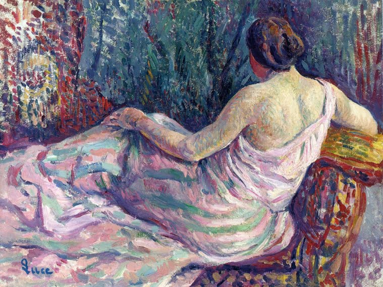 Woman-from-Behind-Maximilien-Luce-Reproductie-Schilderij Woman from Behind - Afbeelding 1