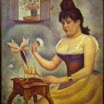 Young Woman Powdering Herself